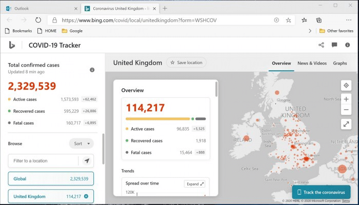 Windows 10 search function now has built-in Covid-19 tracker-CnTechPost