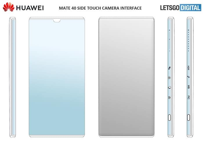 New Huawei patent hints Mate 40 could feature side screen virtual camera control button