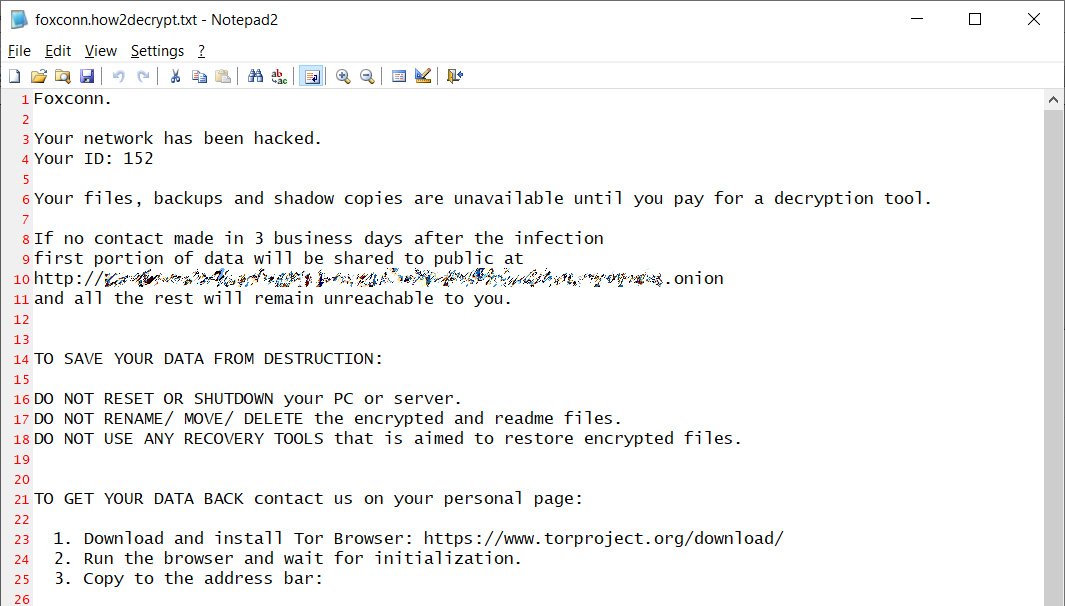Foxconn attacked by hackers, $34 million bitcoin ransom demanded-CnTechPost