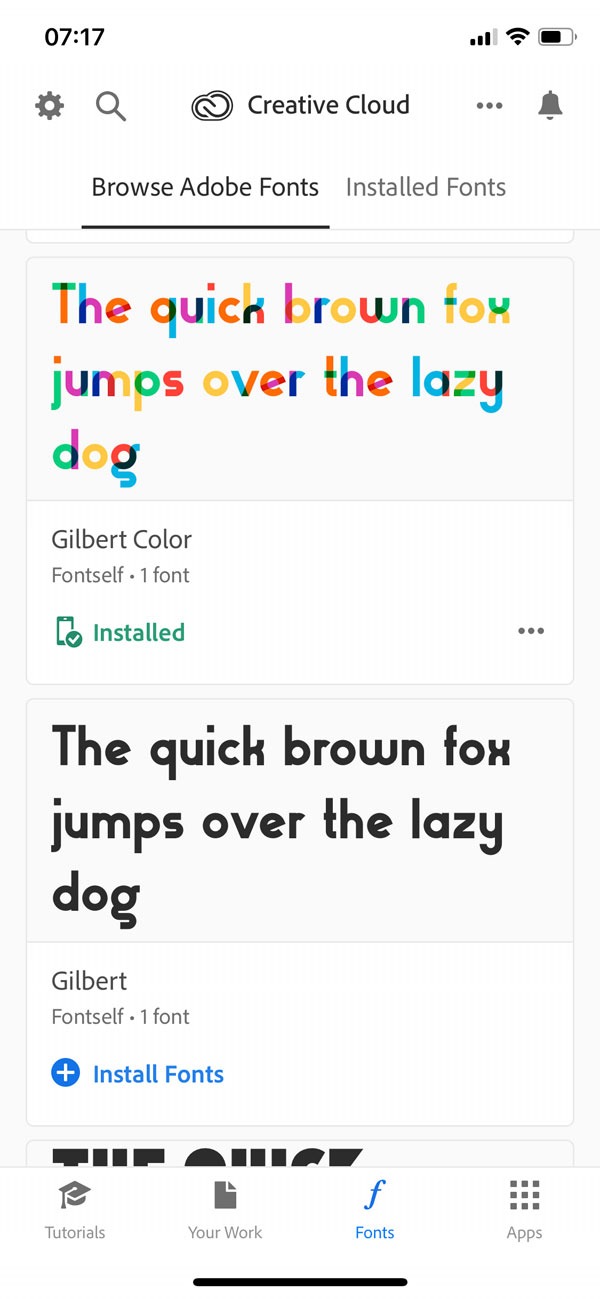 Here is how to get the new fonts on your iPhone and iPad through Adobe Creative Cloud app.