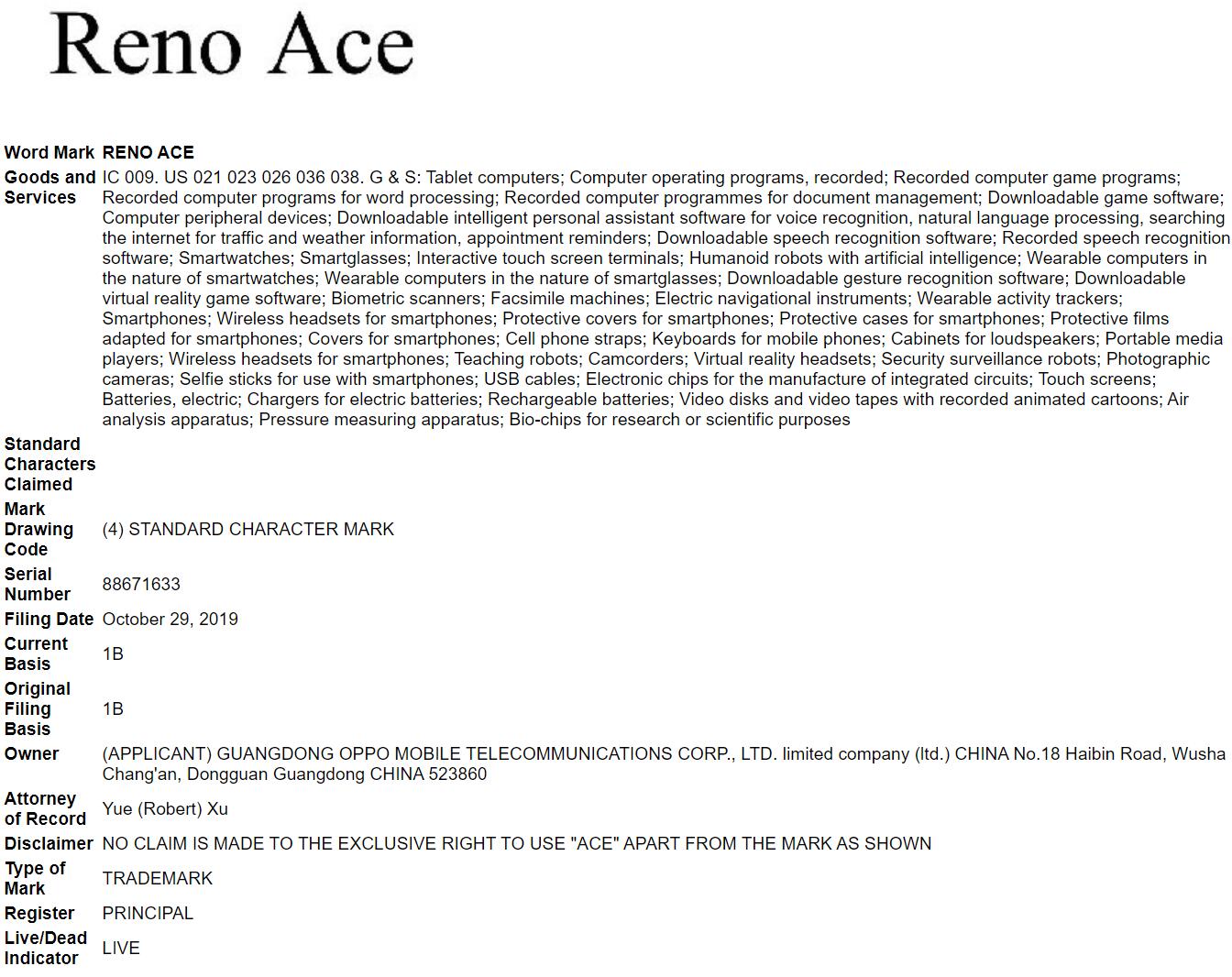 OPPO files trademark in US, paving way for launch of Reno Ace-CnTechPost