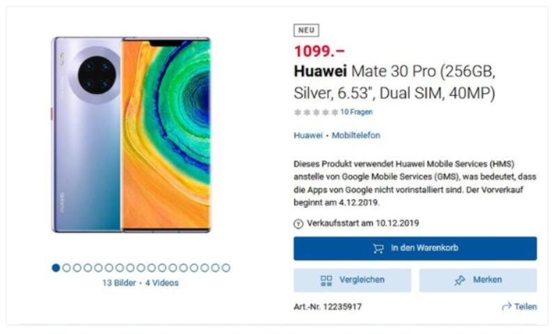 Huawei Mate 30 Pro will land in Switzerland without Google services-CnTechPost