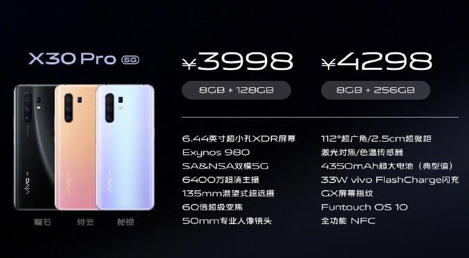 Vivo launches Vivo X30 with Samsung Exynos 980 chipset, starting at CNY 3,298-CnTechPost