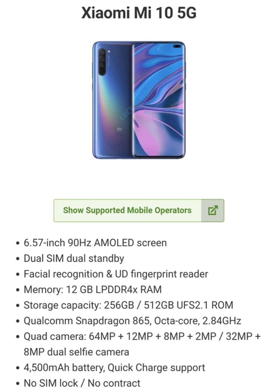 Xiaomi Mi 10 5G may have 90Hz screen and 64MP quad camera-CnTechPost