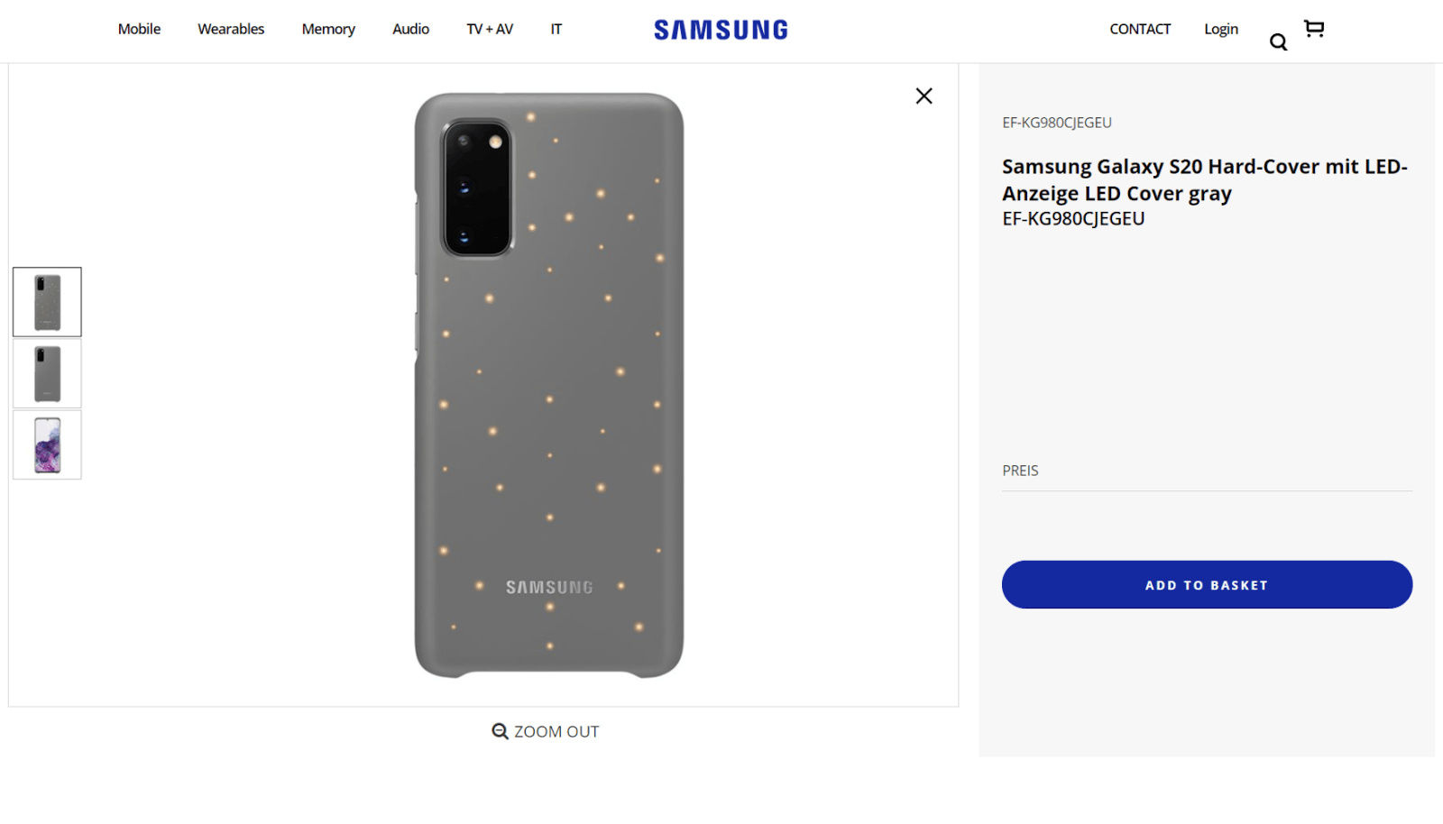 Galaxy S20 with case appears on Samsung website-CnTechPost